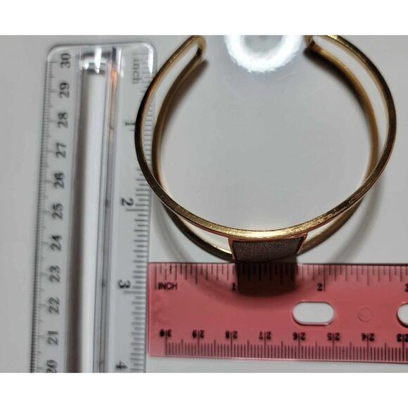 Gold Tone Rhinestone‎ Cuff Bracelet Dress Bling Rectangle Statement - Picture 10 of 10